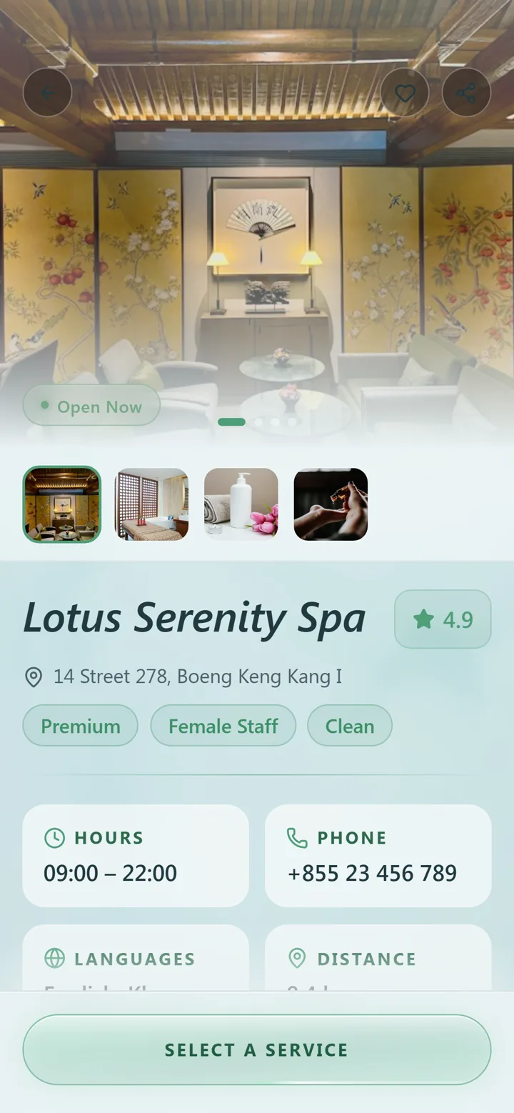 GOZEN app — venue detail
