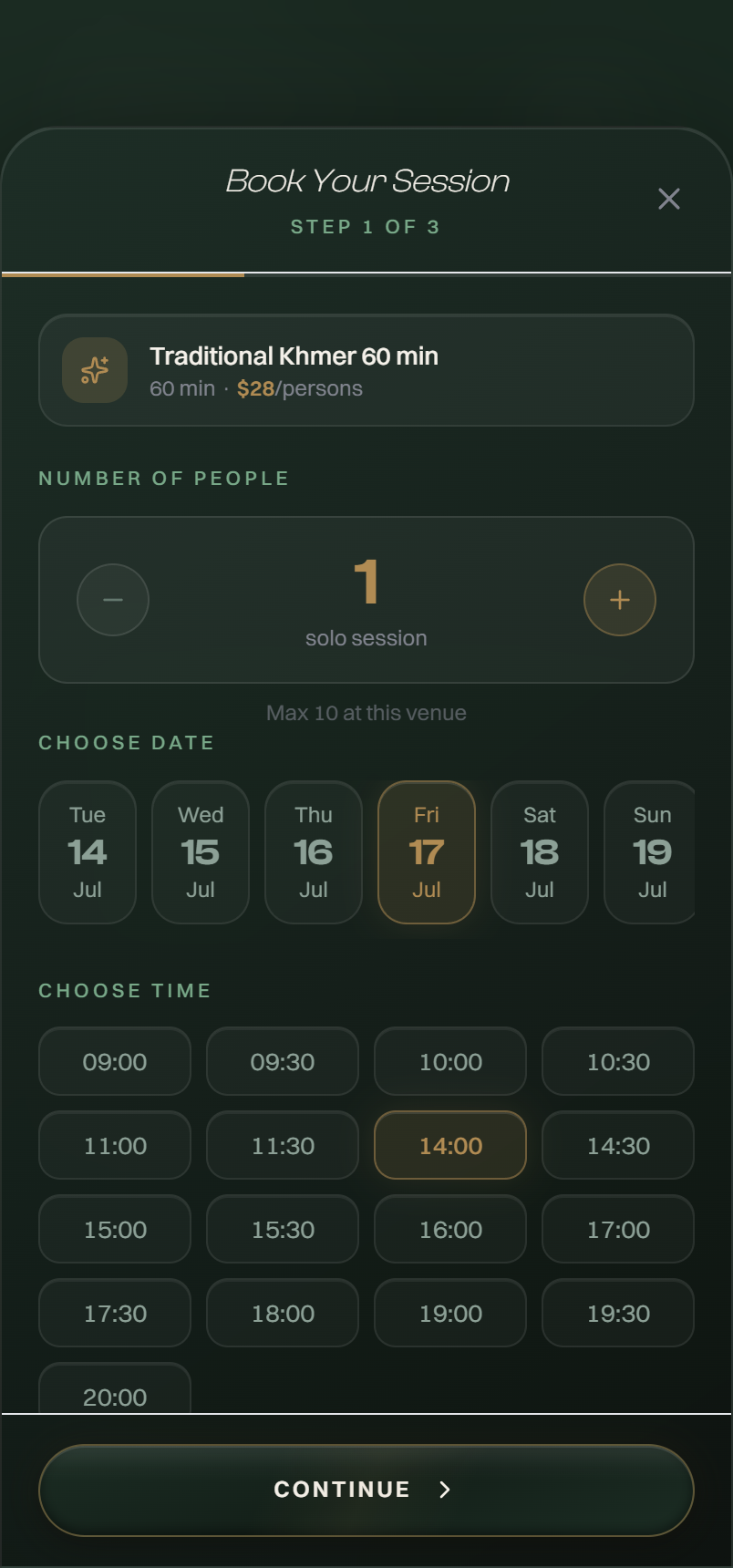 GOZEN app — book a session
