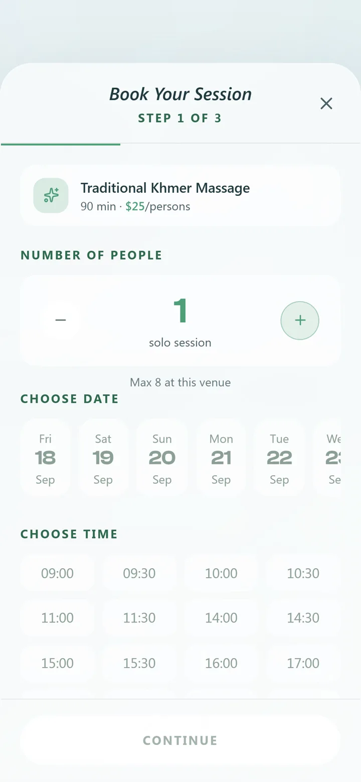 GOZEN app — book a session