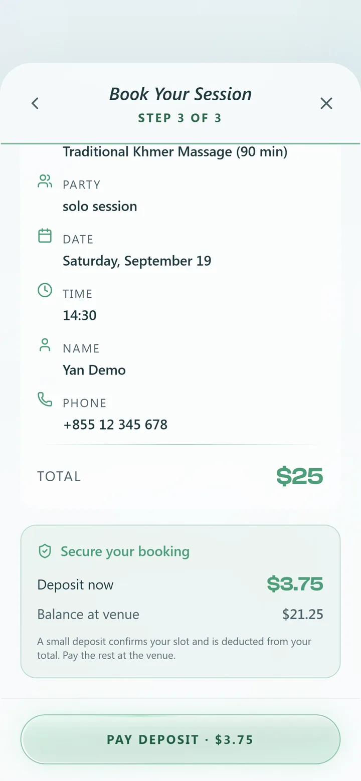 GOZEN — review booking and choose payment method